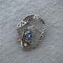 Brooch Butterfly Cat's Eye Multicolor Silver Tone 55×43mm+