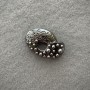 Brooch Accent with Gray "Pearls", dark-silver metal 40x25mm +