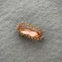 Brooch Accent with Pink Crystal and Pink Rhinestones on Gold-Tone Metal 36×18 mm +