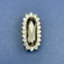 Brooch Accent with Gray Crystal and White Rhinestones, Gold-Tone Metal 36×18 mm +