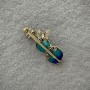 Brooch Violin Blue and blue enamel with sparkling gold-tone metal 47x24mm+