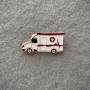 Brooch 'Ambulance' White Enamel on Gold-Tone Metal 18x32mm+