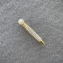 Brooch: Pen with White Rhinestones and Pearl, Golden Metal 37x6 mm+