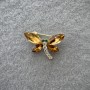 Butterfly Brooch with Yellow and White Crystals on Gold-toned Metal 20×28 mm+