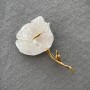 Brooch White Poppy Pearlized White Gold Metal 76x46 mm+