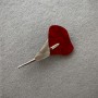 Brooch 'Calla Flower' red and gray mother-of-pearl, silver metal 76×44 mm+