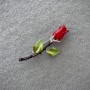Brooch Rose Red Enamel Silver Metal 60x26mm+