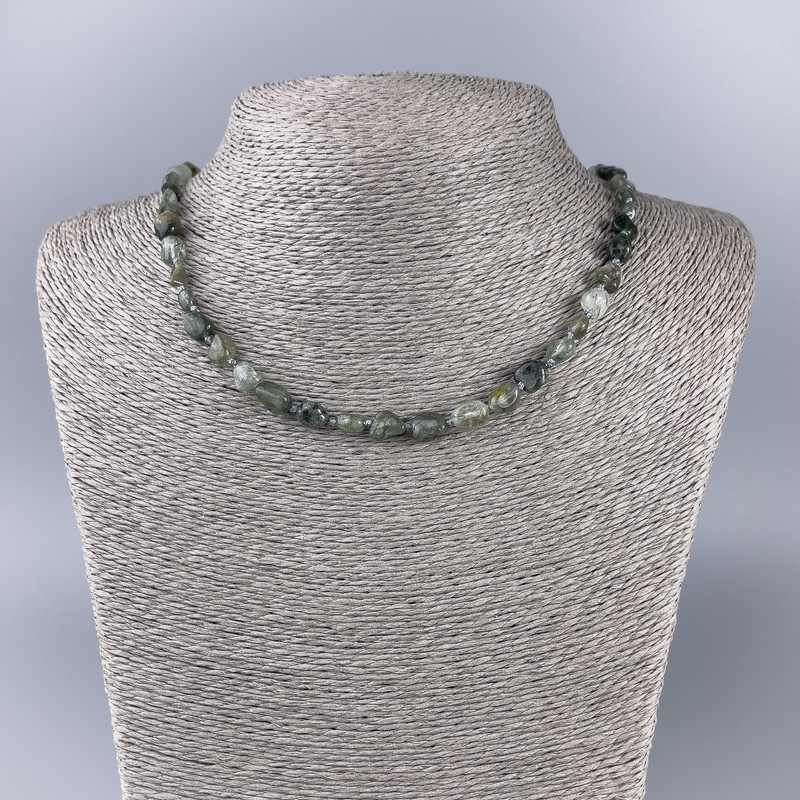 Rutilated Quartz Necklace, Natural Stone Faceted Beads, 6x8mm approx., length 51cm
