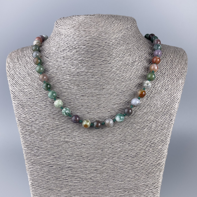 Jasper Necklace with Natural Beads, smooth round beads, 8.5 mm diameter, length 52 cm