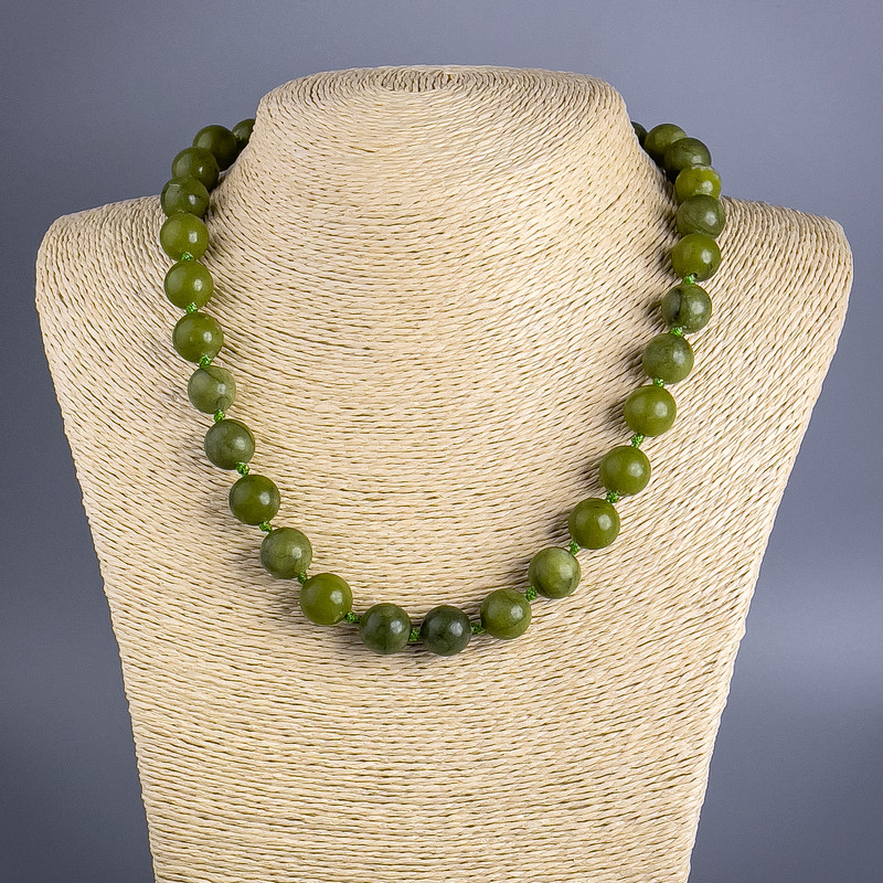 Necklace Jadeite (synthetic acrylic) smooth bead, 12mm diameter, length 49cm