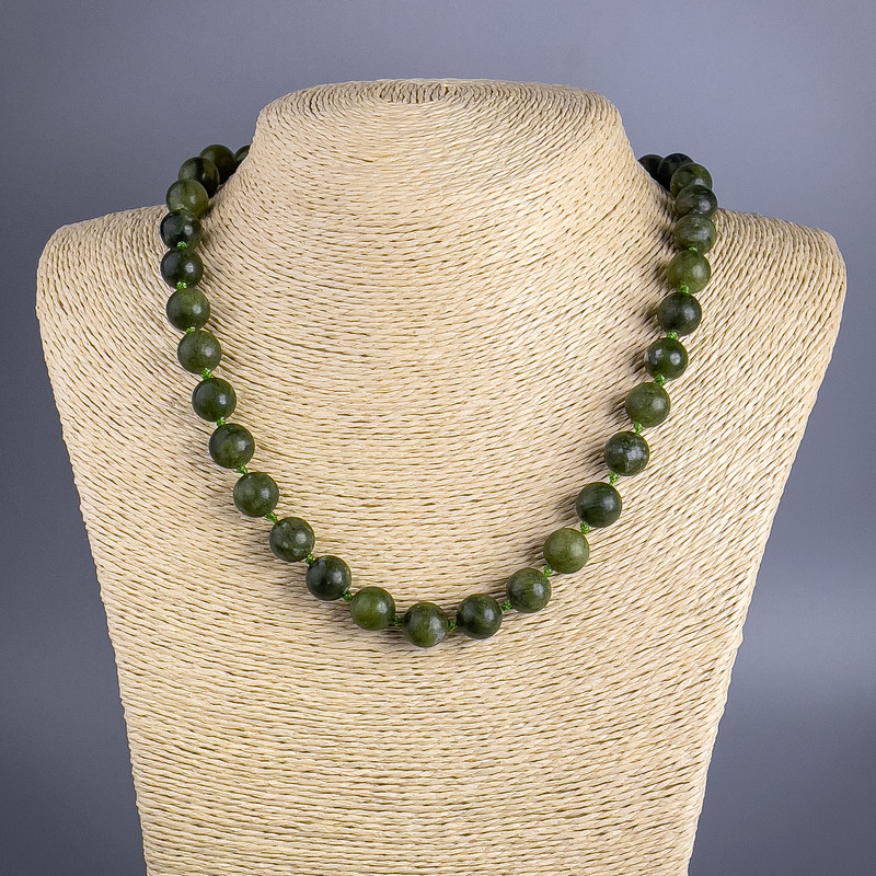 Necklace Jadeite Imitation Bead (Acrylic) Smooth Sphere, diameter 10.5 mm ±, length 50 cm ±