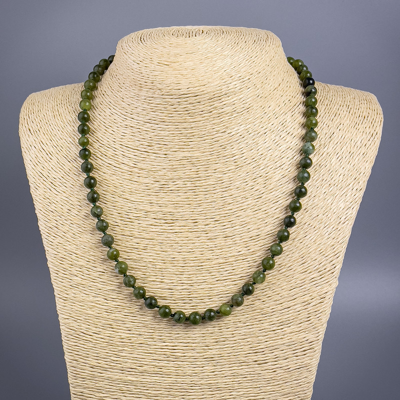 Necklace Jadeite-like (acrylic) smooth beads, diameter 6.5mm ±, length 50cm