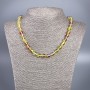 Necklace of Opal Glass Yellow Hameleon Smooth Bead, diameter 8mm, length 49cm