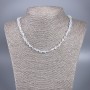 Opal Glass Necklace White Chameleon Tumbled, 6x8mm, diameter 6x8mm, length 48 cm