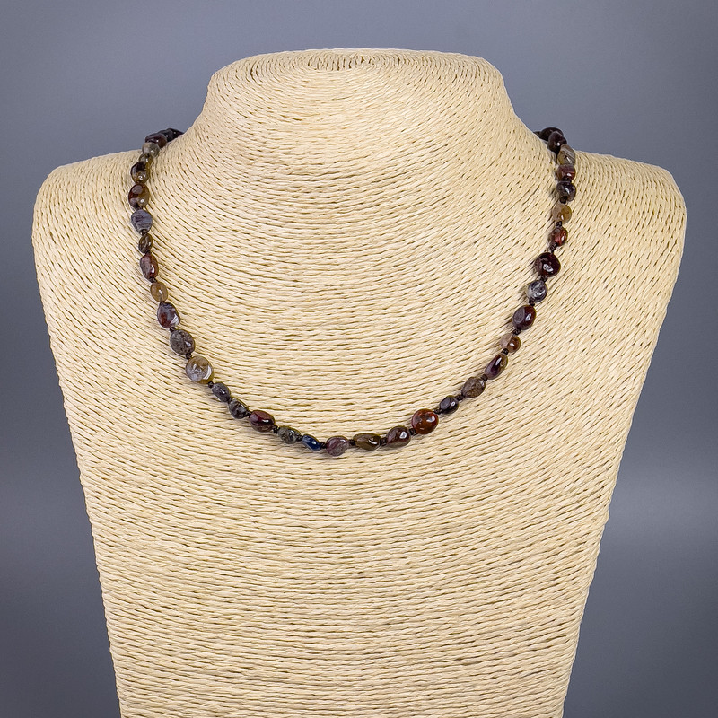 Petersite Beads Necklace natural stone faceted, diameter 6x8mm±, length 51cm±