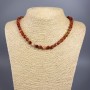 Carnelian Necklace with Natural Stone, Faceted Cube Beads, 7 mm dia., 50 cm length