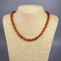 Carnelian Necklace with natural gemstone, faceted cube, 7mm diameter, length 50cm