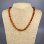 Carnelian Necklace with Natural Stone, Faceted Round Beads 8mm, 49cm+ length