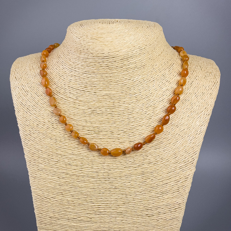 Carnelian Necklace with Natural Stone Beads Tumbled, 6×8 mm, length 49 cm