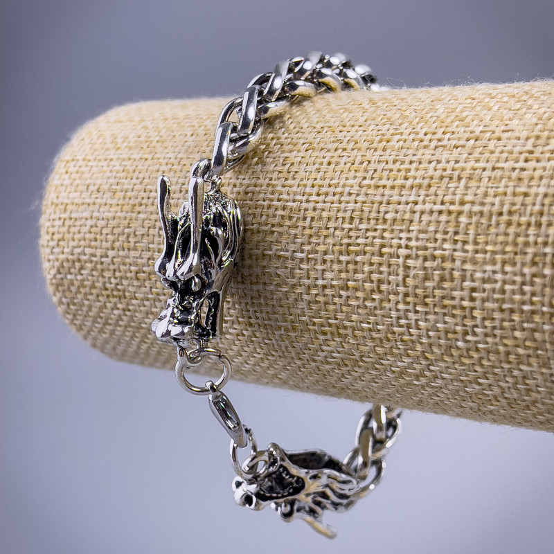 Chain bracelet "Dragon" silver metal 10.5x30mm, thickness 8mm, length 21cm +