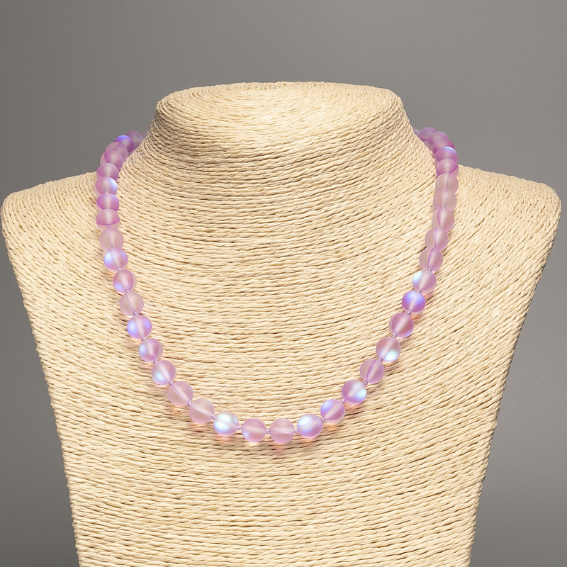 Opal Glass Beads Purple Matte Chameleon Smooth Sphere, diameter 8mm±, length 49cm±