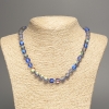 Opal glass necklace, blue matte chameleon, smooth round beads, diameter 8mm±, length 49cm±