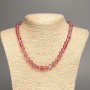 Opal Glass Beads Red Matte Chameleon Smooth Sphere, 8mm diameter ±, Necklace Length 49cm ±