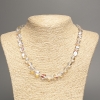 Opal Glass Necklace White Chameleon Tumbled, 9x11mm, length 50cm