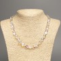 Opal Glass Necklace White Chameleon Tumbled, 9x11mm, length 50cm