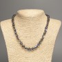 Opal Glass Necklace Gray-Blue Tumbled Beads, 8x10mm, length 50cm