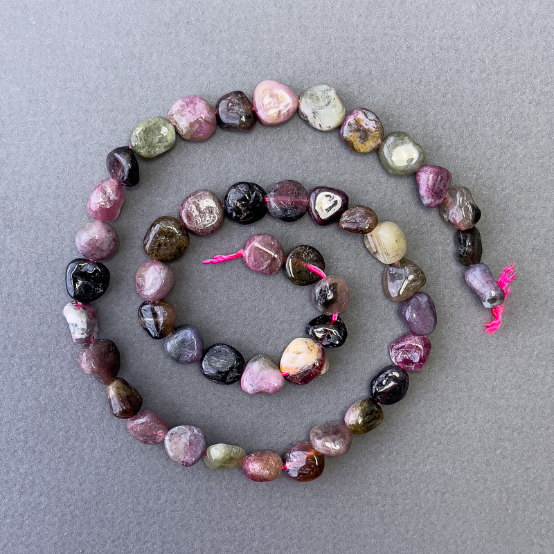 Natural Tourmaline Beads, Faceted Stone, 9×10 mm, ~42 cm length