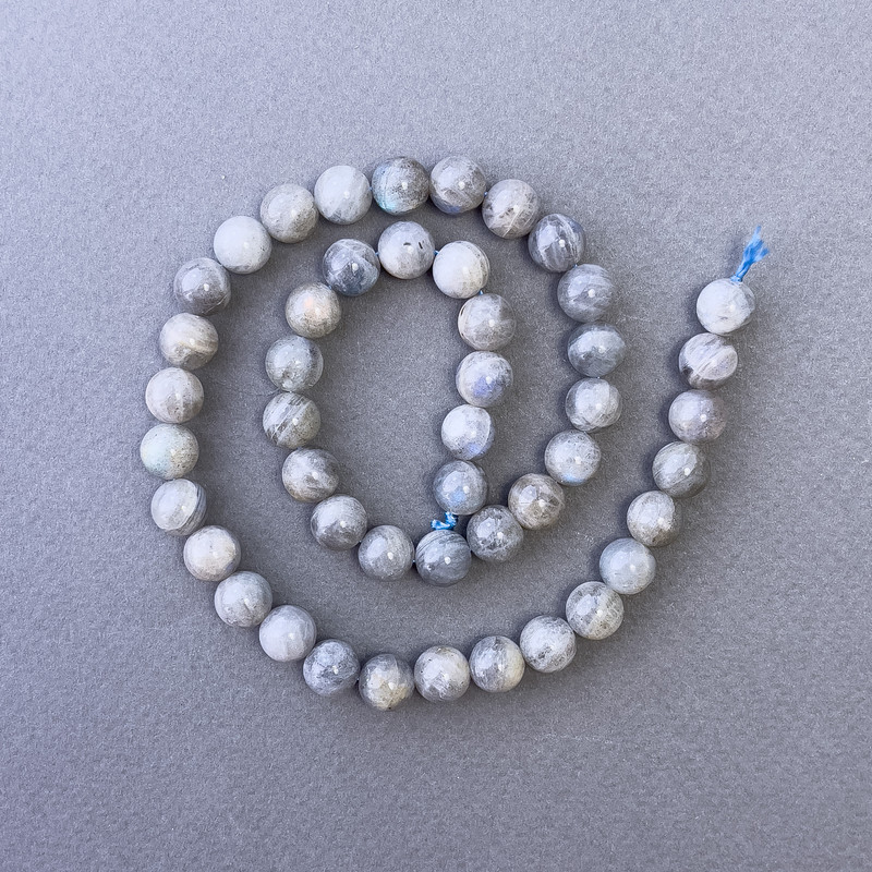 Labradorite Beads Natural Stone Smooth Sphere, diameter 8.5mm, length 39cm