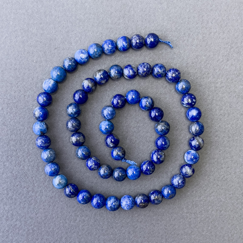 Lapis Lazuli Beads natural stone smooth ball diameter 6.5mm+-, length 38cm+-