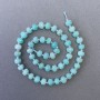 Amazonite Beads, Natural Stone, Faceted Rondelle on Thread, 8x6 mm ±, Length 39 cm ± with 3x2 mm Seed Beads