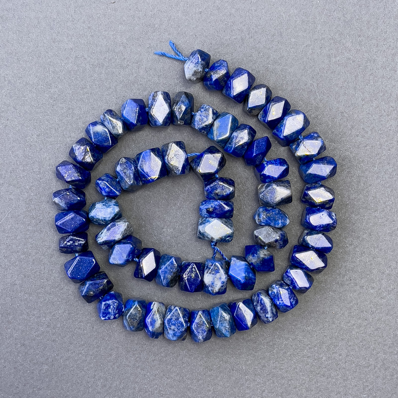 Lapis Lazuli Beads, Natural Stone, faceted rondelle on thread, diameter 10x7 mm±, length 39 cm±