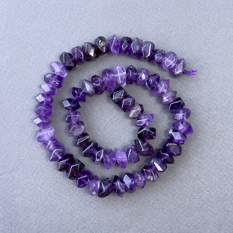 Amethyst Beads natural stone faceted rondelle on thread, diameter 10x7 mm±, length 39 cm±