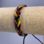 Bracelet, length 18-25 cm, thickness 10 mm, eco-friendly leather multi-colored, adjustable knot