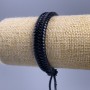 Bracelet, length 18-25 cm, thickness 11 mm, eco-leather, black color, with adjustable clasp