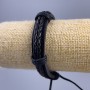 Bracelet, length 18-25 cm, thickness 12 mm, eco leather, color black, with clasp