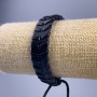 Bracelet, length 18-25cm, thickness 14mm, eco leather, color black, with pull tab
