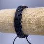 Bracelet, length 18-25 cm, thickness 12 mm, eco leather, black color, with clasp
