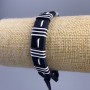 Bracelet, length 18-25 cm, thickness 14 mm eco leather color black with white on pull tab