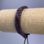 Bracelet, length 18-25 cm, thickness 12 mm, eco leather, brown color, with drawstring