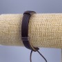 Bracelet, length 18-25 cm, thickness 12 mm, eco leather, brown color, with adjustable clasp