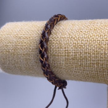 Bracelet, length 18-25 cm, thickness 7 mm, eco-friendly leather, brown color, toggle clasp
