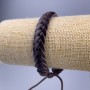 Bracelet, length 18-25 cm, thickness 10 mm, eco leather, brown color, with adjustable toggle