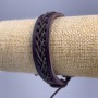 Bracelet, length 18-25 cm, thickness 14 mm, eco-leather, brown color, with pull tab
