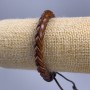 Bracelet, length 18-25 cm, thickness 7 mm, eco leather, light brown color, adjustable