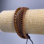 Bracelet, length 18-25 cm, thickness 12 mm, eco-leather, light brown color, adjustable</s