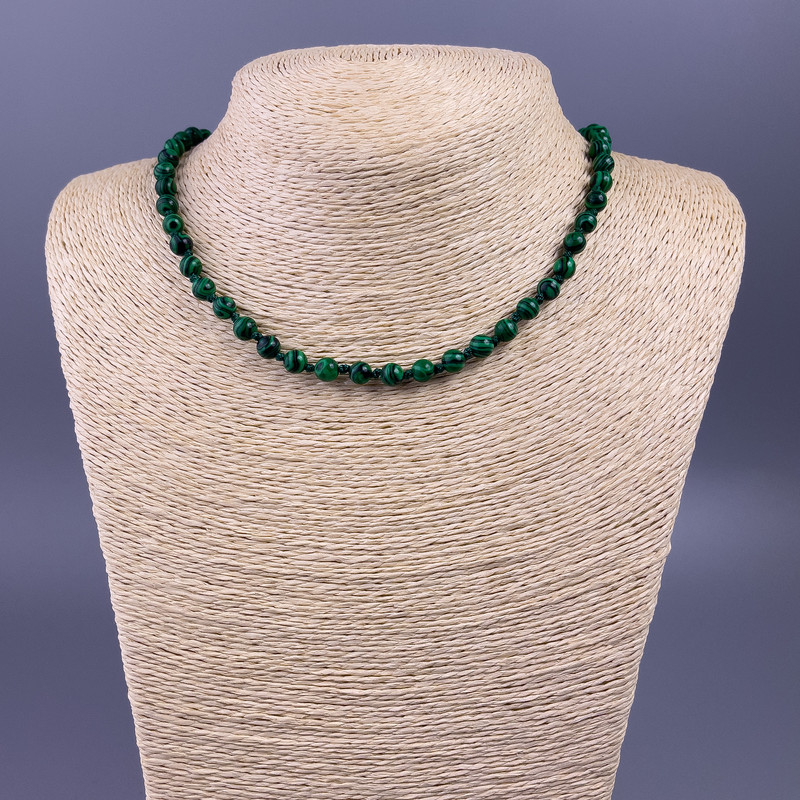 Malachite Beads (raw) Smooth Round Beads 6mm Ø, 48cm length +/-
